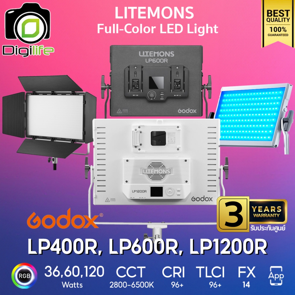 Godox LED LP400R, LP600R, LP1200R - RGB 1,800K-10,000K - Litemons / Digilife Thailand