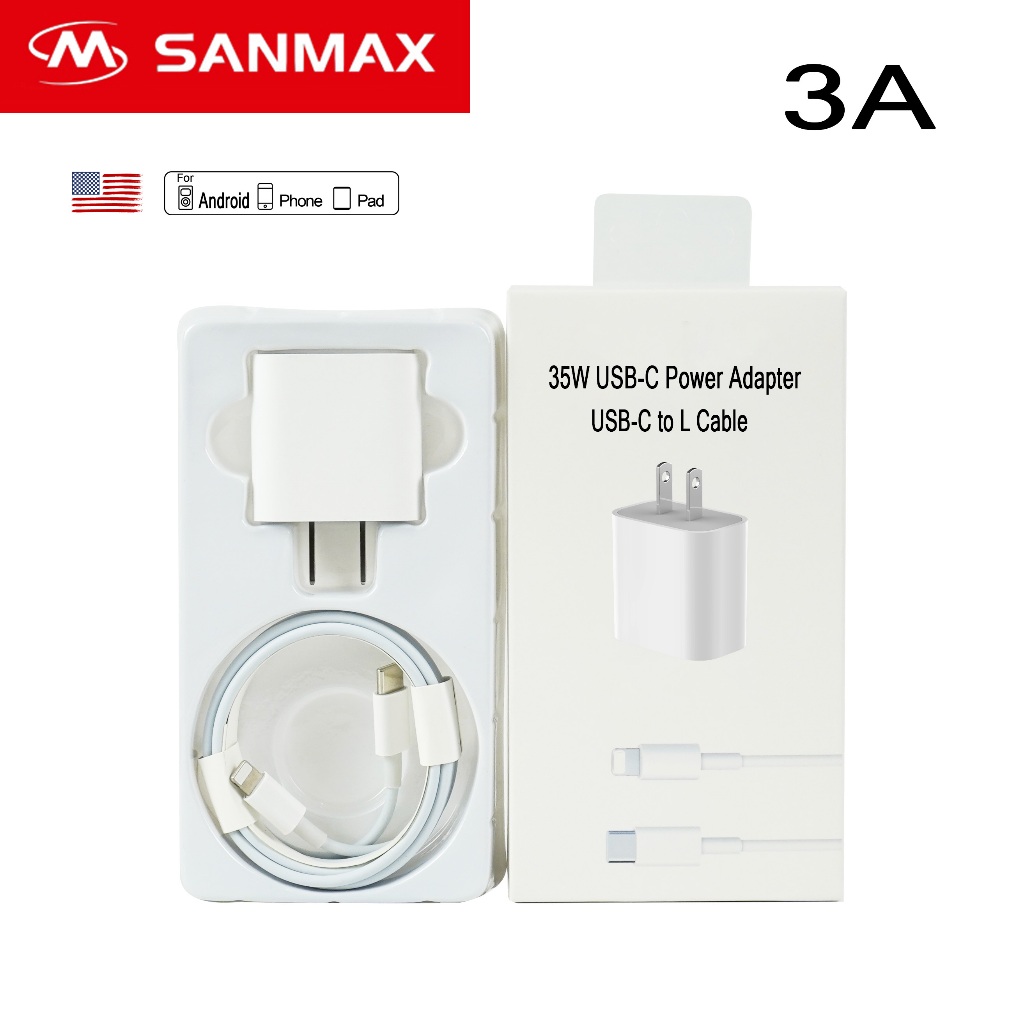 SM ชุดชาร์จ USBC 35W Chargerhead + chargingcable 3A สำหรับ i5 i6 i7 i8 i11 i12 i13 i14 pro max Fastc