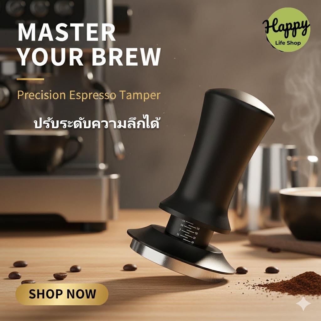 จากไทย☕Tamper แบบสปริง ขนาด 51 53 และ 58 มิล หน้าเรียบ เเทมเปอร์ ที่กดกาแฟ สำหรับกดเพื่ออัดผงกาแฟ Press Tamper