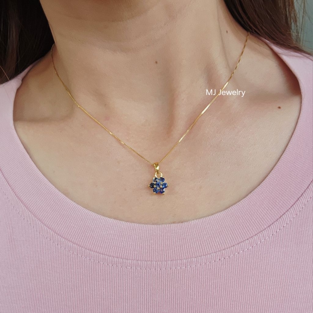 จี้พลอยแท้ธรรมชาติทรงดอกไม้พร้อมสร้อย เงินแท้ 925 จัดส่งพร้อมใบรับประกันและกล่องจี้ - รูปที่ 2