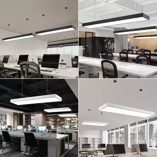 OIMIU Ceiling Lights Office Lamp โคมไฟออฟฟิศ โคมไฟห้อยสลิง LED 28W/36W/48W กรอบดำ แขวนสลิง (แสงขาว) ฟรีชุดสลิง โคมไฟแขวน
