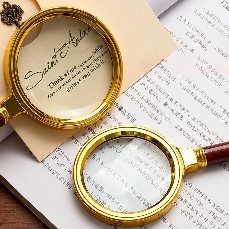 SUNNY พร้อมส่ง แว่นขยาย สีทอง 90/80/70 มม มีด้ามจับ 10 เท่า อ่านหนังสือ หนังสือพิมพ์ วินเทจ แว่นตาขยาย - รูปที่ 4