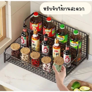 ชั้นวางเครื่องปรุง 2/3 ชั้นวางเครื่องปรุง ชั้นวางของในครัว สำหรับวางของในครัว โครงเหล็ก