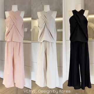 ✅พร้อมส่งกดได้เลย✅Set 2 ชิ้น เสื้อแขนกุดผ้าไขว้ + กางเกงขายา…