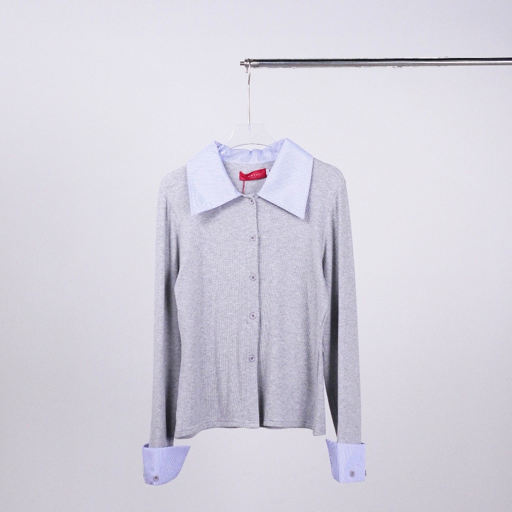 Lawyer Store | [725289] เสื้อคอปกแขนยาว ทูโทน เนื้อผ้ายืดได้ กระดุมใช้งานได้จริง ดีเทลผ้า นุ่มๆ ฟูๆ เสื้อแขนยาว เสื้อผู้ - รูปที่ 6