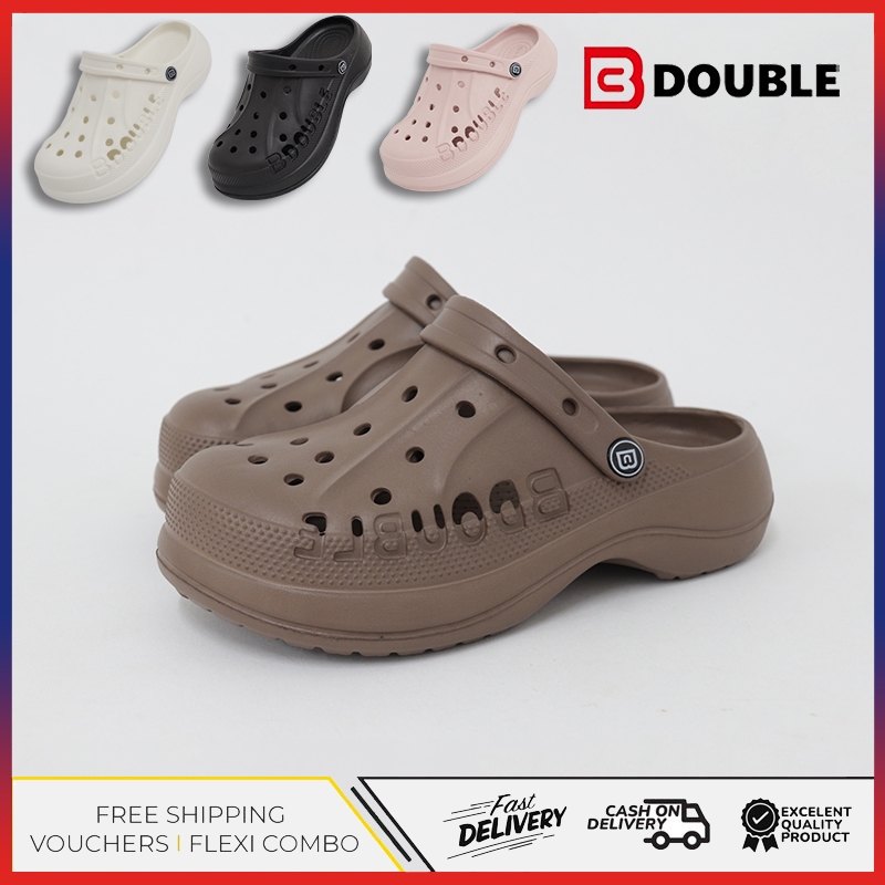 BB Double รองเท้าแตะ รูปแบบใหม่ สำหรับผู้หญิง แบบสวม หัวกลางแจ้ง หนาแต่เพียงผู้เดียว รองเท้าชายหาด กันลื่น สะดวกสบาย ใช้