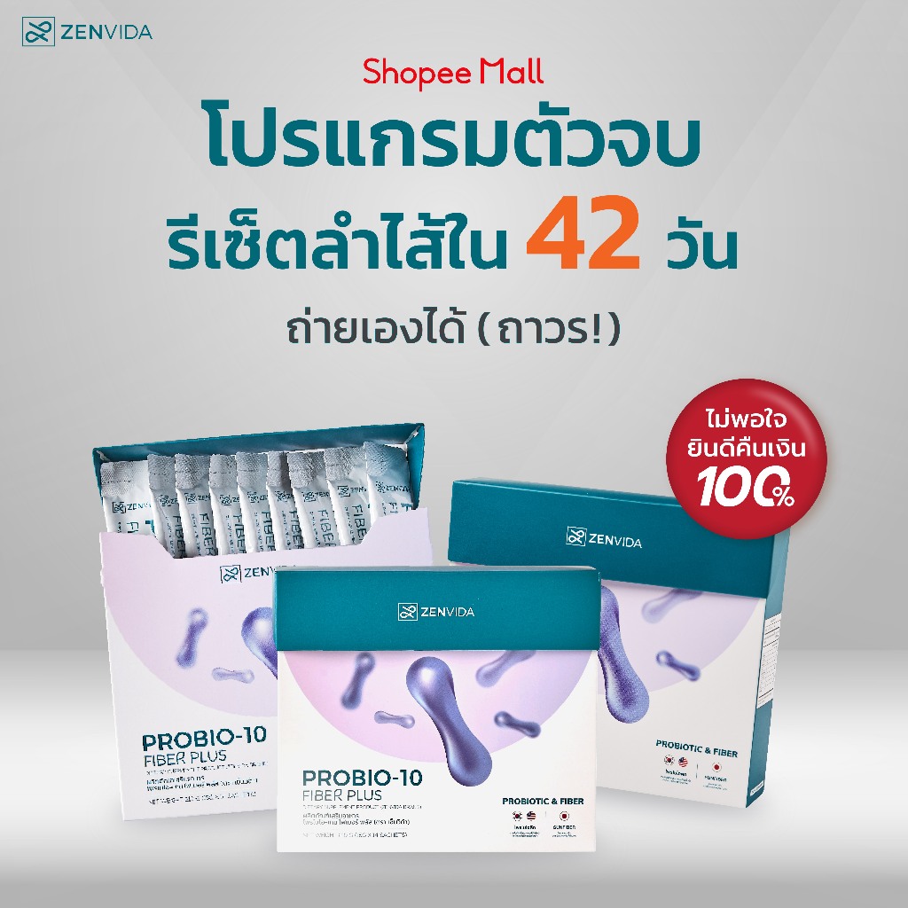 [ตัวจบท้องผูกเรื้อรังใน 7วัน*] SET 3กล่อง - โพรไบโอติก ไฟเบอร์ ปรับสมดุลลำไส้ ZENVIDA Probiotic ,EXP.11/2026