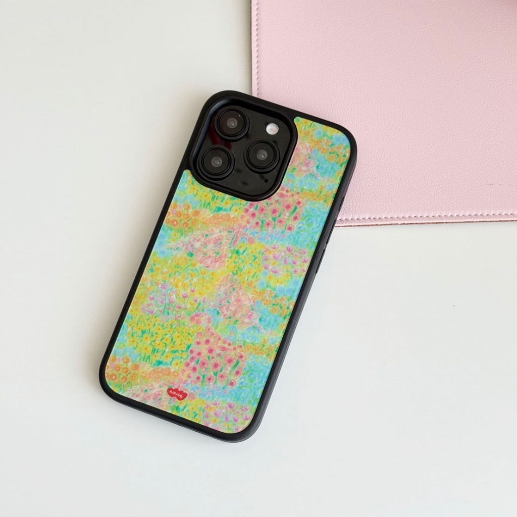 amuse stuff-(มีแม่เหล็ก🧲)amuse stuff-case green floral เคสลายดอกทุ่งดอกไม้สุดน่ารัก(ขอบดำ)🌼