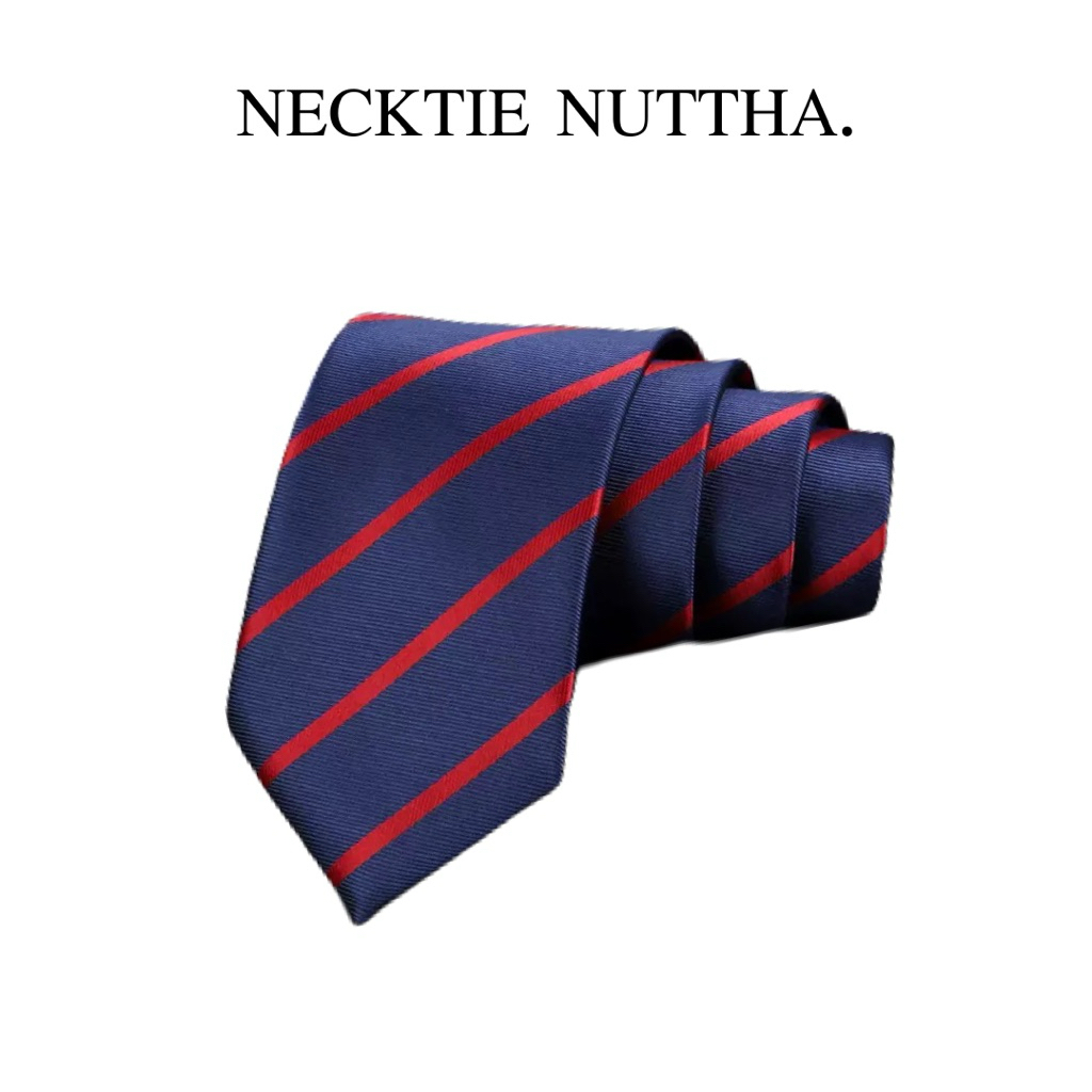 🐰🧢NECKTIE NUTTHA -👔❤️เนคไทสีน้ำเงิน - แดง(ขนาด 8 CM./ยาว 54 นิ้ว) 💙- พร้อมส่ง ส่งเร็ว1-2 วันถึง🪞𝐧𝐞𝐜𝐤𝐭𝐢𝐞 เนคไทลายทาง