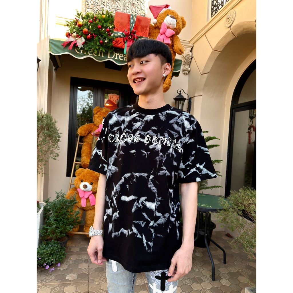 104CROSS เสื้อยืดแขนสั้น เสื้อยืดสกรีนลายควัน