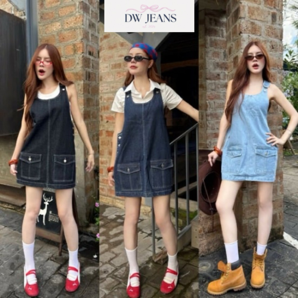 (🚚ส่งด่วน) YAM jeans เอี๊ยมกระโปรงยีนส์สั้น YE001 YE002 YE003 DWjeans