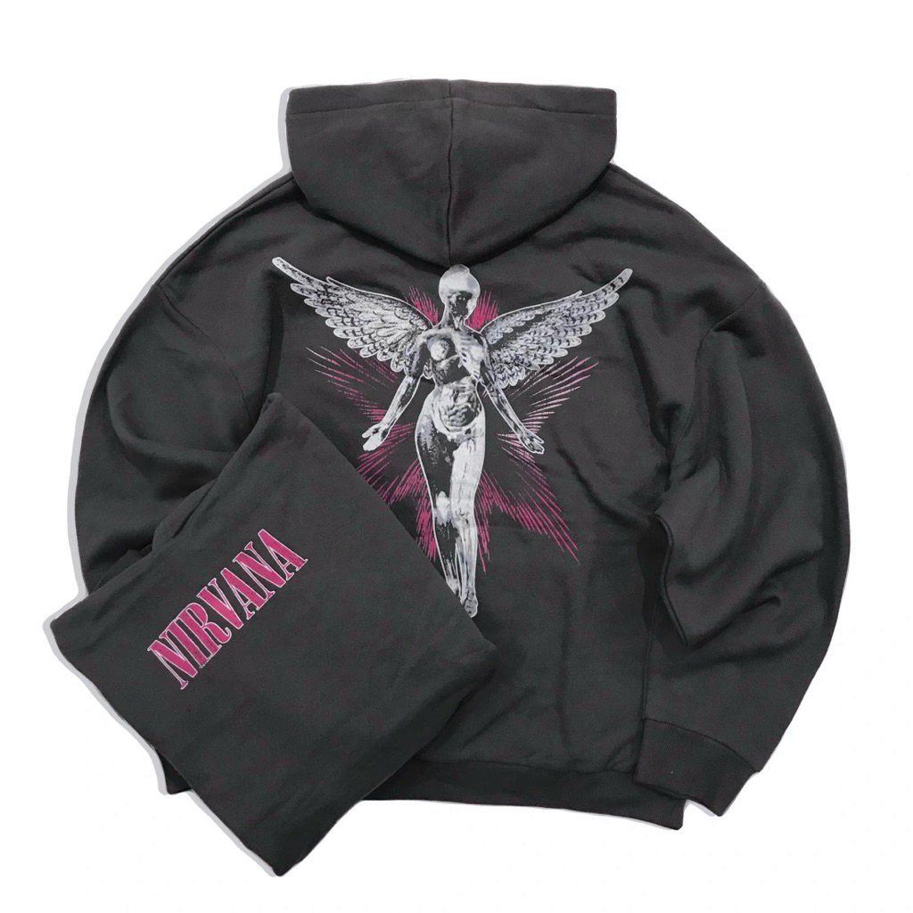 Nirvana hoodie ▪️เสื้อฮู้ด เสื้อวง Nirvana  สีดำฟอก  ☮️งาน official แท้ (TS775)