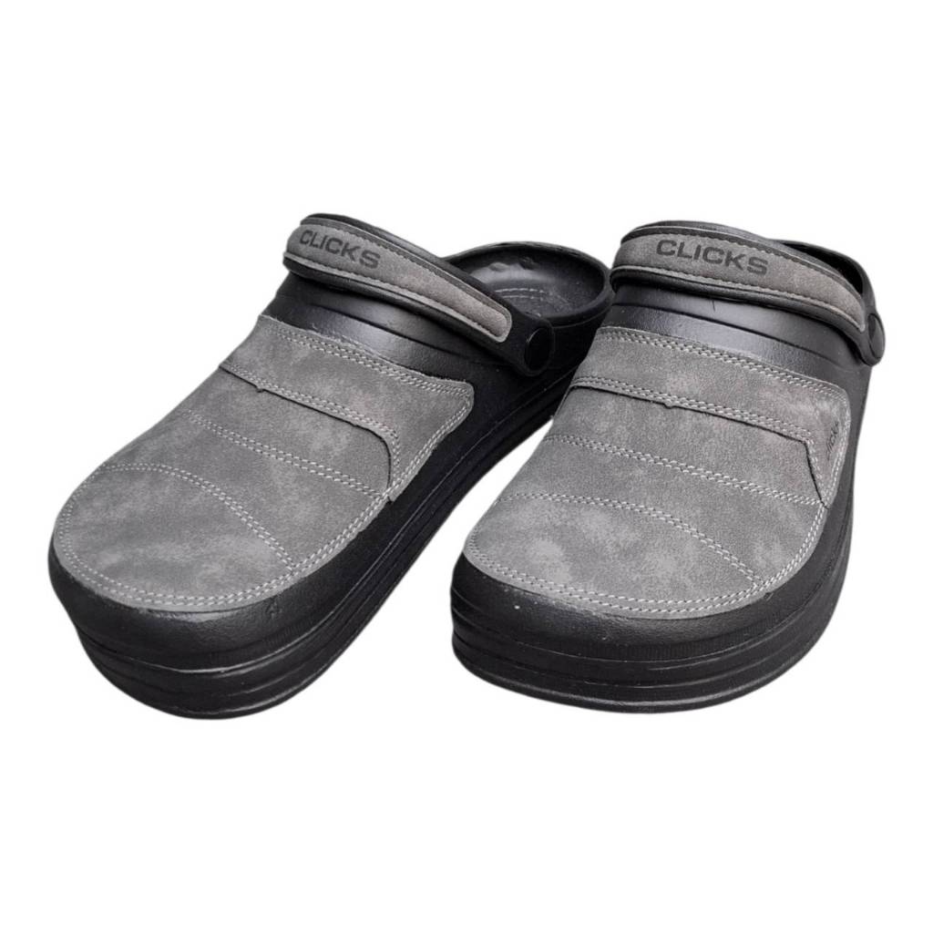 Clicks รุ่น CN-708 รองเท้าสไตล์คร็อค สำหรับผู้ชาย หน้ากว้างใส่สบาย แต่งหนังเทียม
