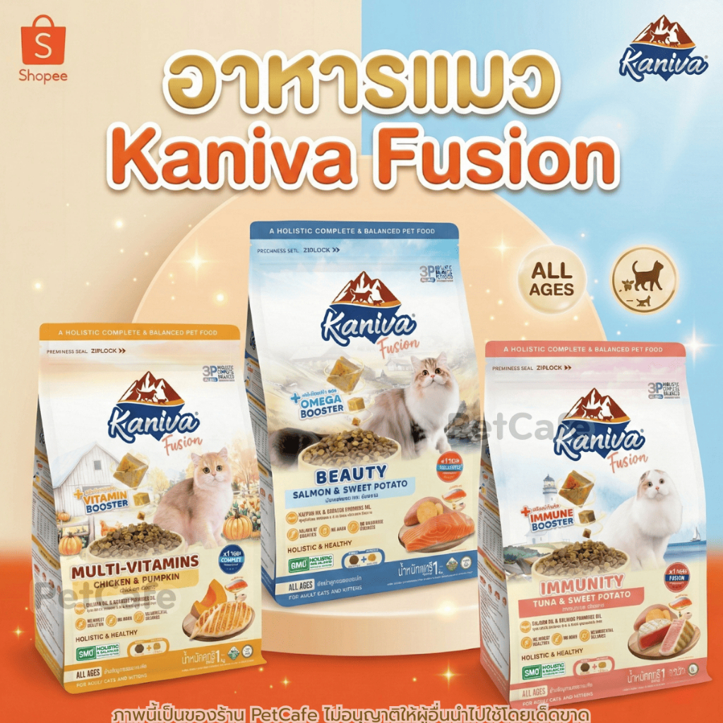 (0.5-1Kg) Kaniva Fusion Cat food อาหารเม็ดแมว สูตรพิเศษคานิว่า อุดมด้วยเนื้อสัตว์ผักผลไม้ วิตามินรวม
