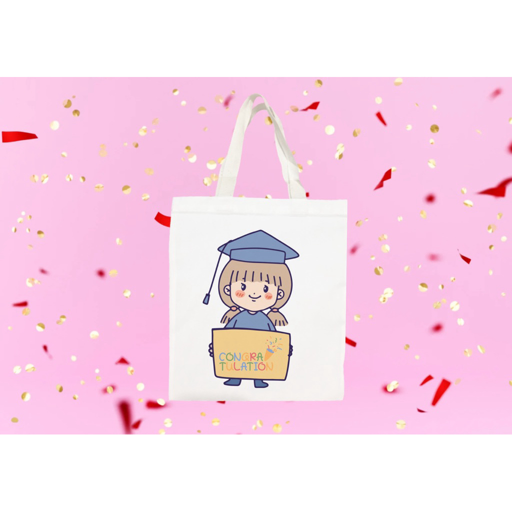 กระเป๋าผ้าของขวัญสำหรับงานปัจฉิมสกรีนลายบัญฑิตย์สุดแสนน่ารัก ราคา ถูกที่สุด ดีลบีเคเค แกลเลอรีภาพที่ 6