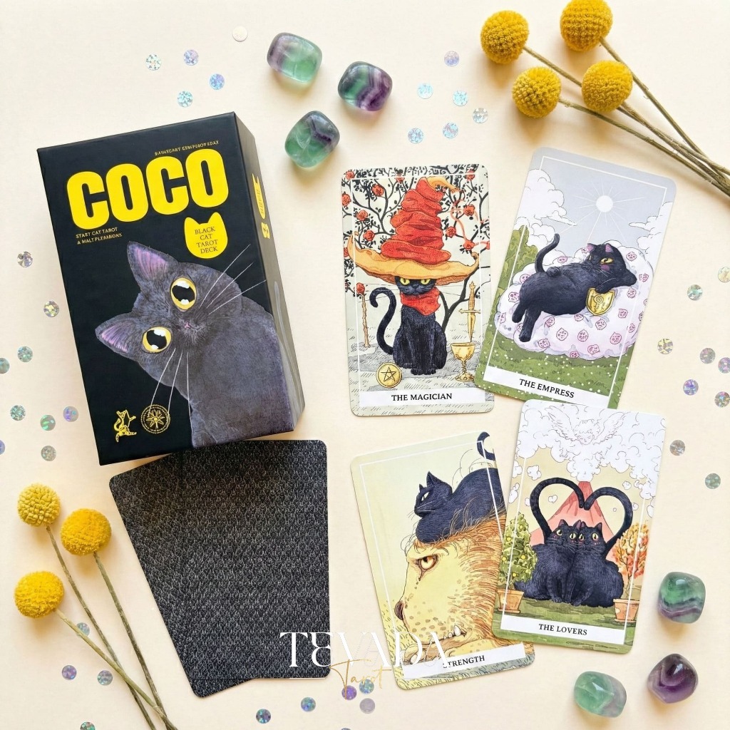 ไพ่ยิปซี ไพ่ทาโรต์ ไพ่ทาโร่ Coco Black Cat Tarot PRO แมวดำสายฮา น่ารักฮีลใจ ของแท้ พร้อมส่ง