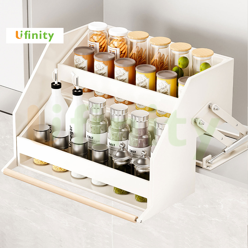 Lifinity ชั้นวางของแบบดึงลง 2/3 ชั้น ระบบไฮดรอลิกยกขึ้นลงได้ ด้ามจับเรียบลื่น ประหยัดพื้นที่ในครัว
