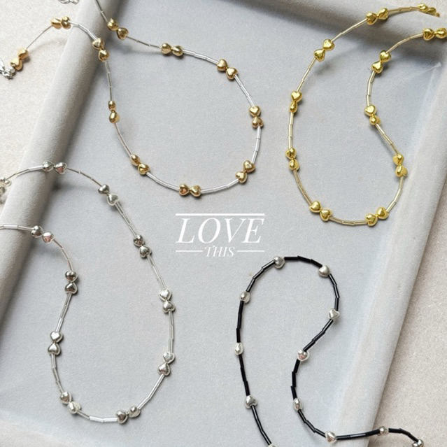 สร้อยคอลูกปัดหัวใจ Handmade มินิมอล ใส่ได้ทุกวัน (Gold/Silver/Black)