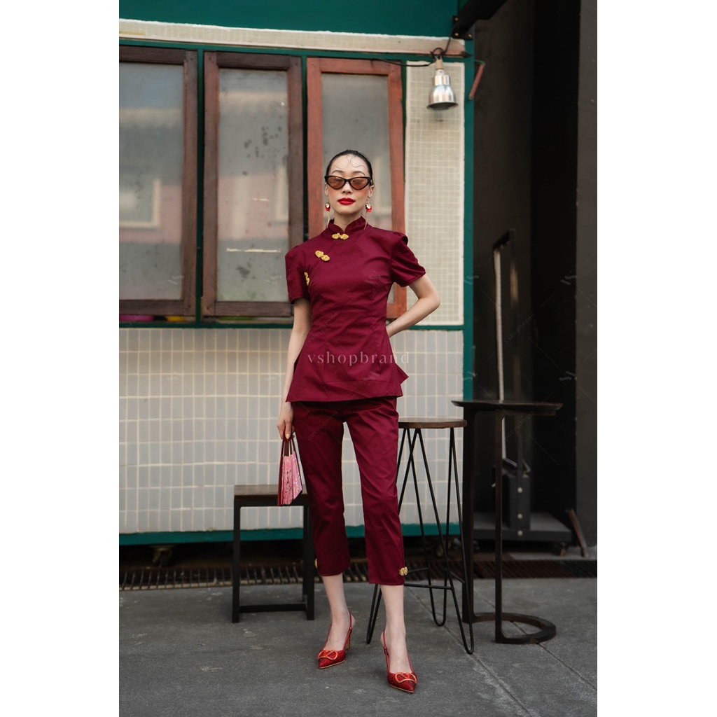 📌ทักก่อนสั่ง 📌 4234 ชุดเซท2ชิ้น เสื้อกี่เพ้า+ กางเกง8ส่วน VSHOP - รูปที่ 7