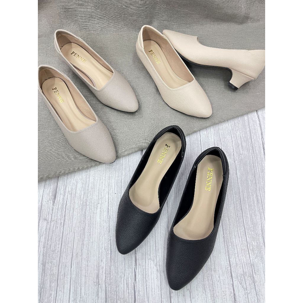 (No.192) รองเท้าคัทชูแฟชั่น หัวแหลม หนังลิ้นจี่ สูง 1.5 นิ้ว เบอร์ 36 - 40