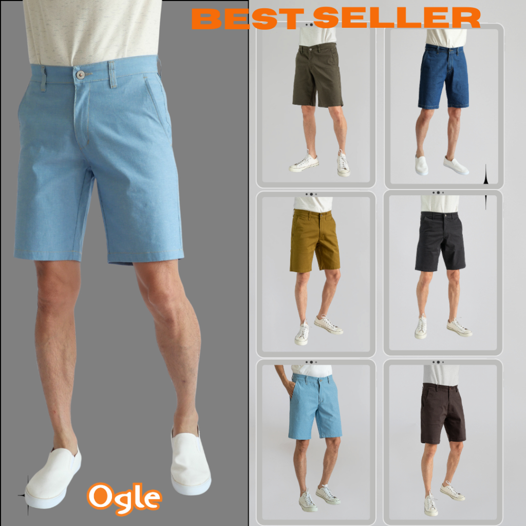 กางเกงขาสั้นชิโน่ ทรงกระบอก ผ้าคุณภาพพรีเมื่ยม จากญี่ปุ่น ทรงหลวม Ogle 6128