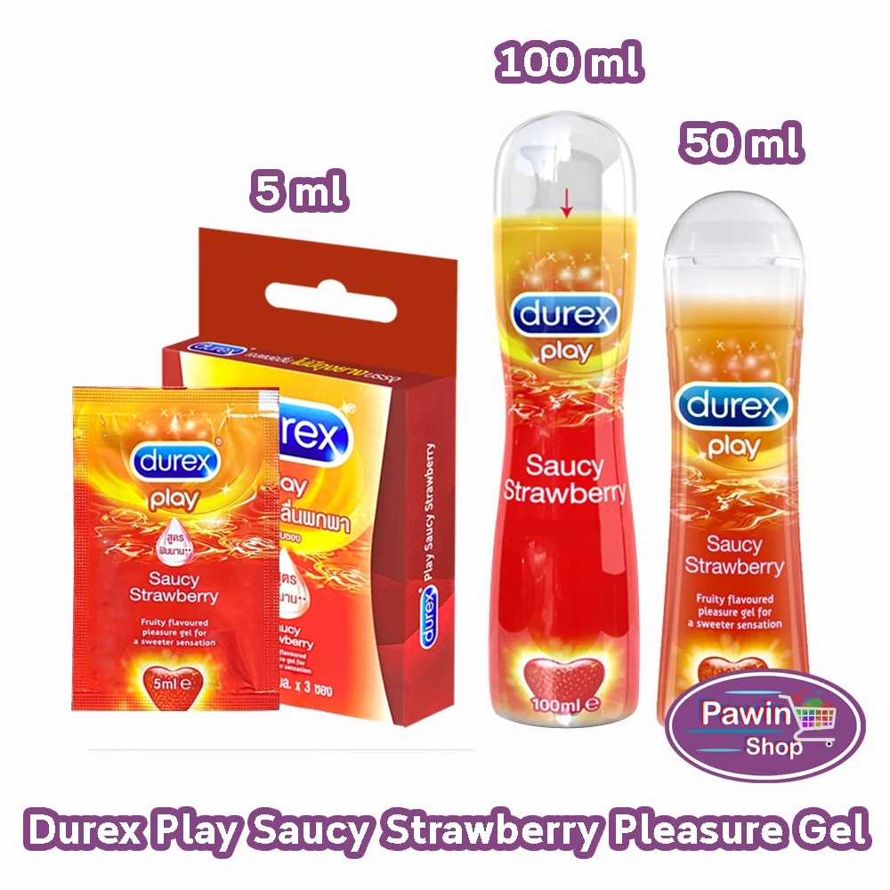 Durex Play เจลหล่อลื่น ดูเร็กซ์ เพลย์ สตรอเบอร์รี่ 50,100มล. [1 ขวด สีแดง] JJ 610X Saucy Strawberry Gel เจล