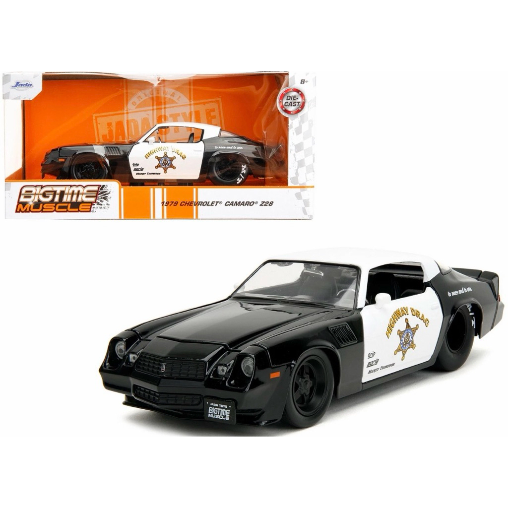 1979 Chevrolet Camaro Z28 Police Diecast Model Car Jada 1/24 scale Black White High.