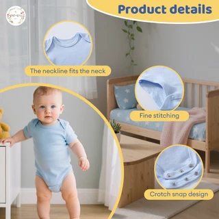 CICI Baby ชุดบอดี้สูทผ้าฝ้ายเรียบๆ สำหรับเด็กแรกเกิดและทารกอายุ 0-12 เดือน