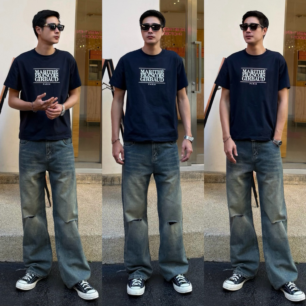 ‼️ สินค้าขายดี  Street Jeans V.4 กางเกงยีนส์ทรงกระบอกกลาง แต่งขาดตรงเขา ทรงสวย เนื้อผ้าเกรดดี  ✨ ราคา ถูกที่สุด ดีลบีเคเค แกลเลอรีภาพที่ 2