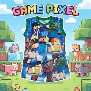 (MC0990#1) ชุดเด็ก เสื้อกล้าม+กางเกงขาสั้น ผ้าไมโครเกรดA ลาย…