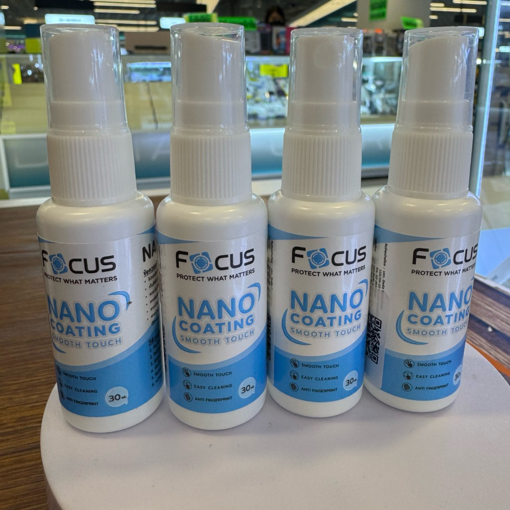 โฟกัส น้ำยานาโน โค้ทติ้ง 30 ml น้ำยาเคลือบผิวเพิ่มความลื่น   ใช้เพื่อเพิ่มความลื่นให้หน้าจอมือถือ ก่อนการติดติดตั้งฟิล์ม