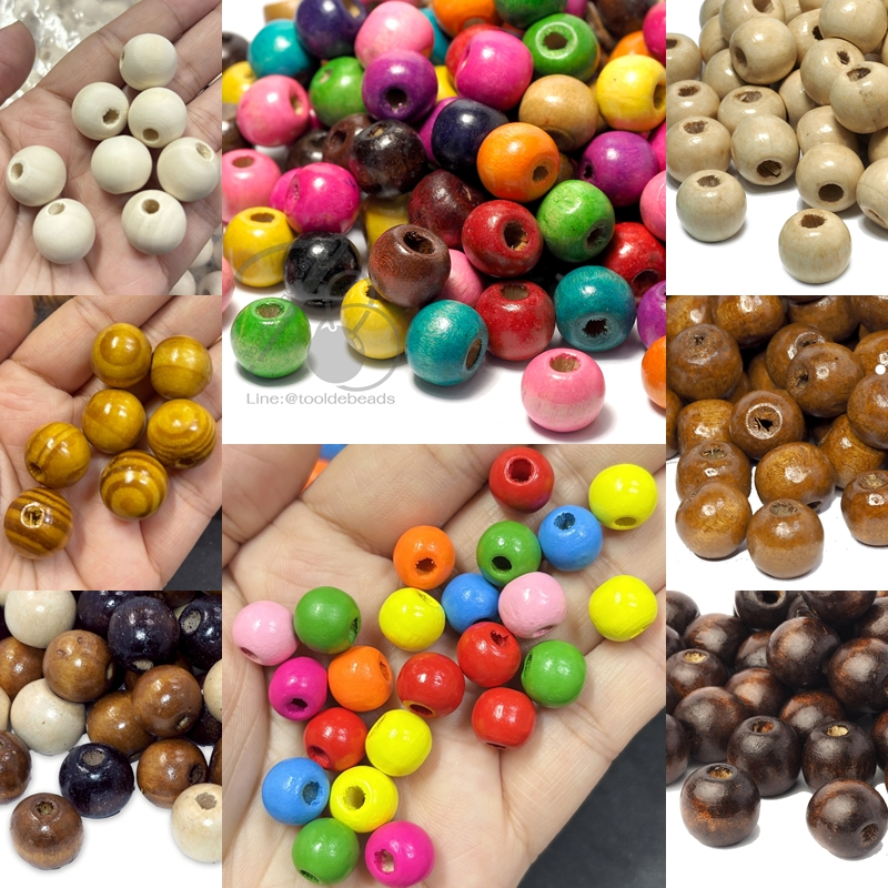 ★★★ ห่อ 500 กรัม ★★★ ลูกปัดไม้ ทรงกลม ห่อใหญ่