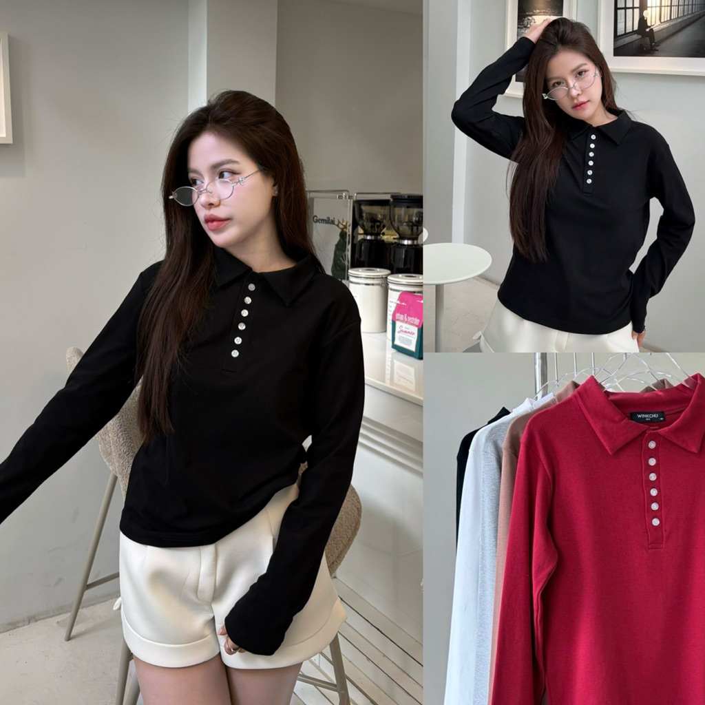 เสื้อโปโลแขนยาว คอปกกระดุม ผ้าคอตตอนยูนิ ผ้านุ่มใส่สบาย ไม่ร้อน (คอโปโลแขนยาว) ราคา ถูกที่สุด ดีลบีเคเค แกลเลอรีภาพที่ 8