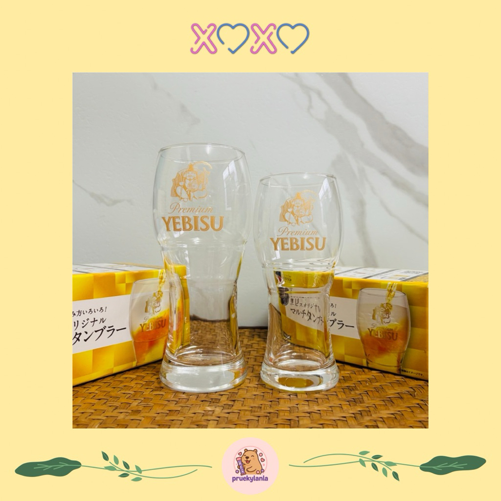 แก้วเบียร์ YEBISU ลายสีทอง มือสอง จากญี่ปุ่น 🍺 🇯🇵