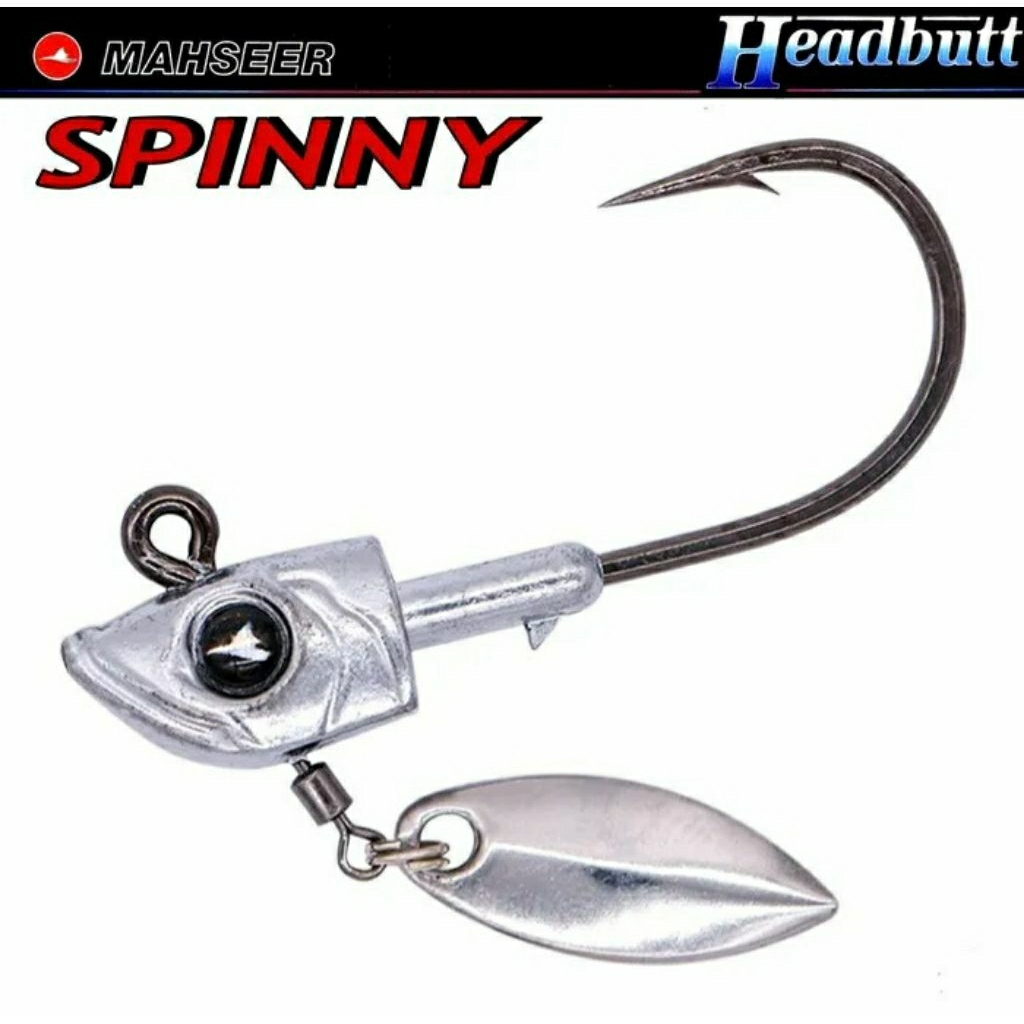 เบ็ดหัวจิ๊กติดใบสปิน  อุปกรณ์ตกปลา เบ็ดหัวจิ๊กติดใบหลิว   MAHSEER  HEADBUTT  SPINNY / 6g / 8g / 10g / HOOK # 2/0