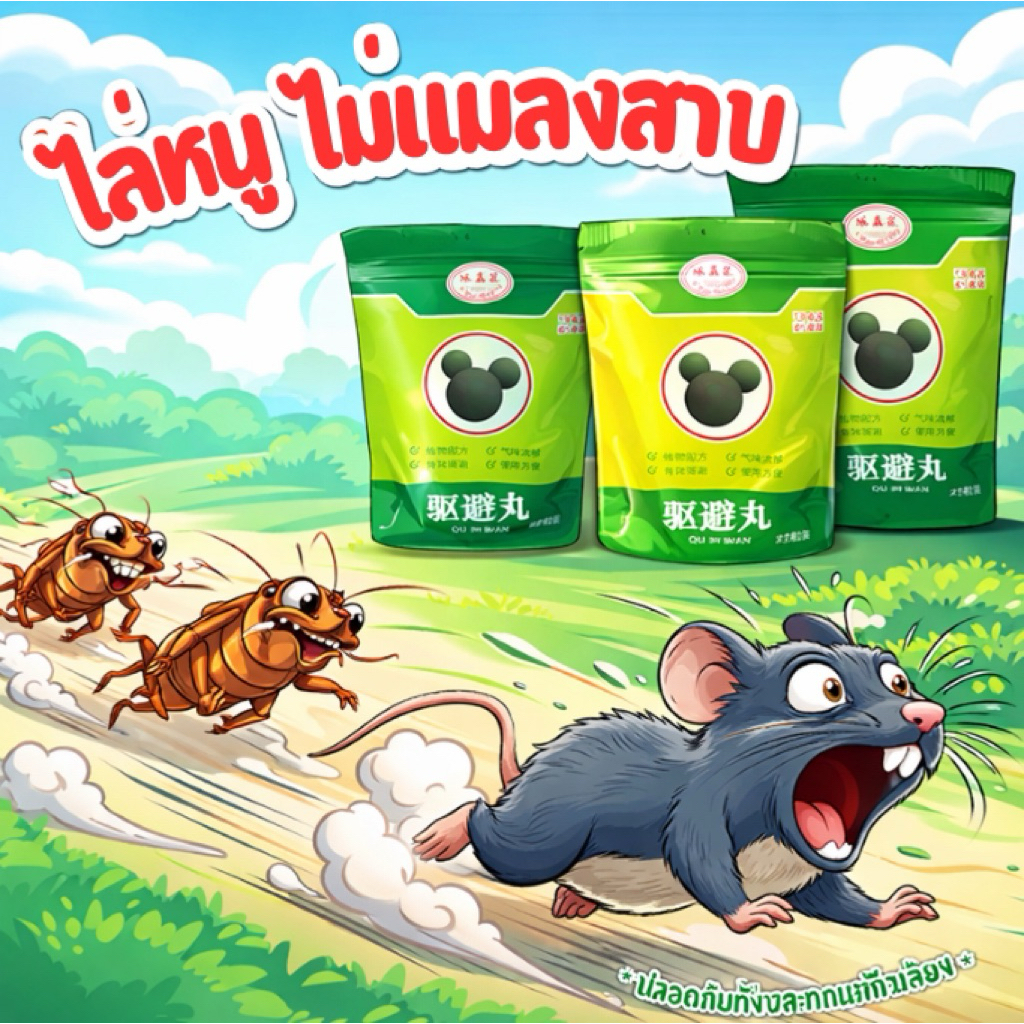 🐀 ลูกเหม็นไล่หนู แมลงสาบ🪳 ยุง🦟สมุนไพรไล่หนู 10 เม็ด/ห่อ ปลอดภัยไร้สารพิษ ใช้งานง่าย 10 เม็ด ขนาดน้ำหนักเม็ด  5g 16gด