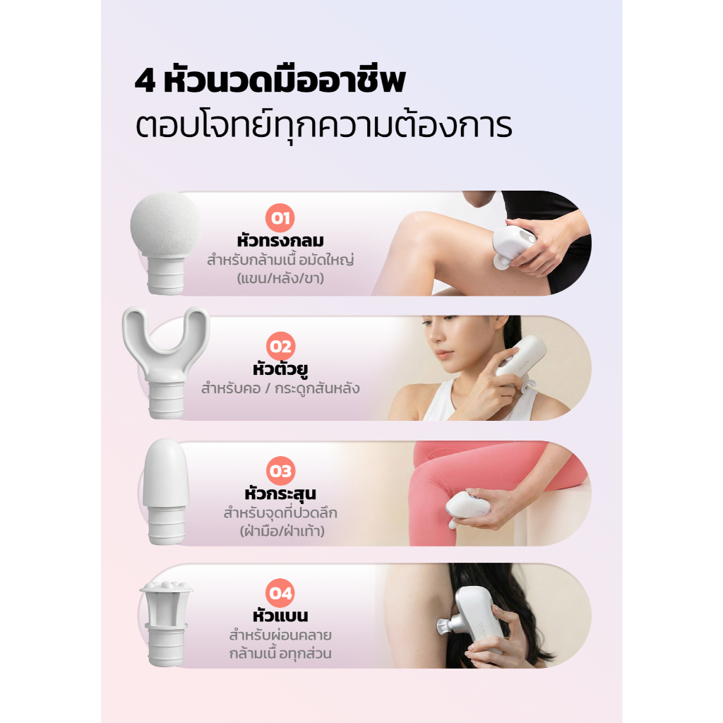 NEW OKACHI Mini Massage Gun ปืนบำบัดกล้ามเนื้อมินิ นวดลึก คลายกล้ามเนื้อและพังผืด ลดปวดเมื่อย สำหรับออกกำลังกายและนั่งนา รูปที่ 4