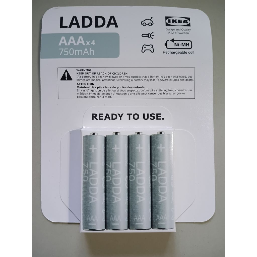 IKEA ถ่านชาร์จ แบตเตอรี่ชาร์จไฟ ถ่าน ที่ชาร์จแบต ลัดดา อิเกีย Rechargable Battery AA AAA LADDA STENK