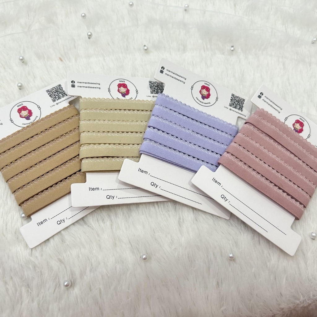 PASTEL TONE ยางขอบเงา ชุดชั้นใน ยางใต้อก 5 หลา ยาง picot กว้าง 10 มม.