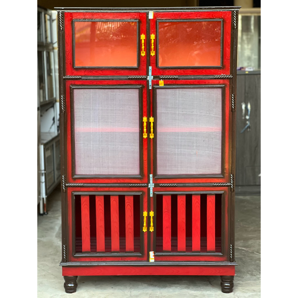 ตู้กับข้าวไม้โบราณขากลึง