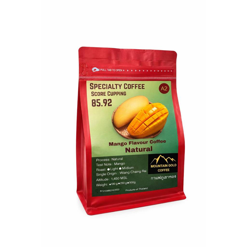 กาเเฟพิเศษเกรดA คะแนน85.92 Mango Flavour Coffee จากภูชี้เดือน จ.เชียงรายภูเขาทอง Moutain Gold Coffee