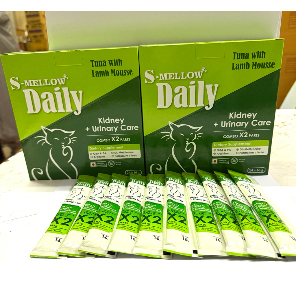 S-Mellow Daily ขนมแมวเลีย(แบ่งขาย 10 ซอง)สูตรบำรุงไตและระบบทางเดินปัสสาวะ  10 ซอง*16กรัม