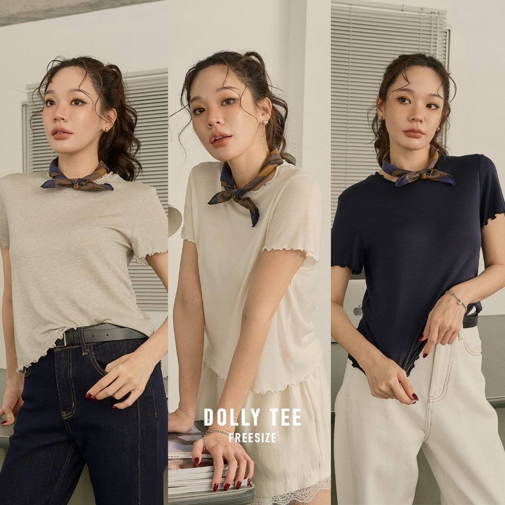 [Dolly Tee] เสื้อยืดผ้าเนื้อนุ่มมากๆ มาพร้อมดีไซส์ระบายเล็กๆน่ารักๆ แมทช์ได้กับทุกลุคแน่นอน