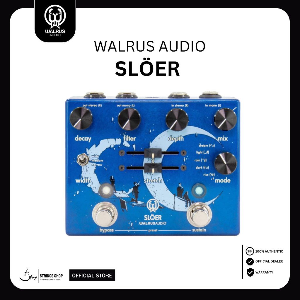 เอฟเฟคกีตาร์ Walrus Audio Slöer Stereo Ambient Reverb Pedal - Blue (900-1082BE)