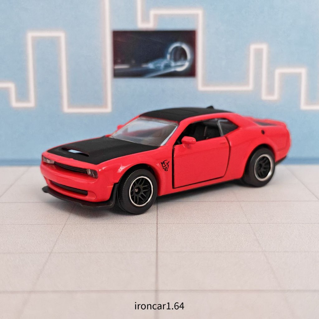 โมเดลรถ majorette dodge challenger srt demon สีแดงดำ