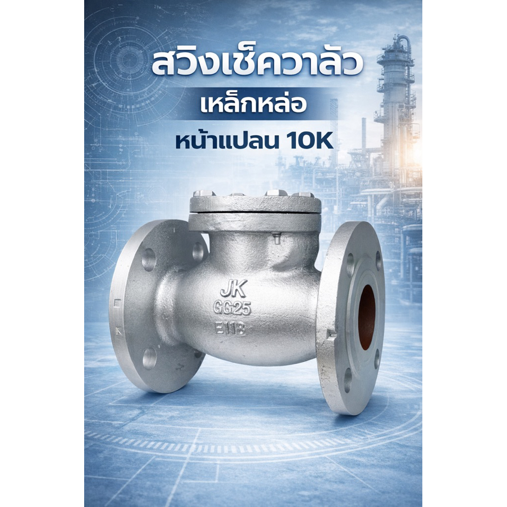 ขายของแท้ สวิงเช็ควาล์ว เหล็กหล่อ หน้าแปลนเหล็ก JIS10K