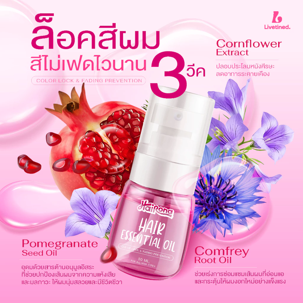 (มีQR Code)เซรั่มบํารุงผม Hair Essence LIVETINED เร่งผมยาว เซรั่มใส่ผมเร่งผมยาวปริมาณ DOUBLE treatment บํารุงผม 30ml.🦄 thumbnail 4
