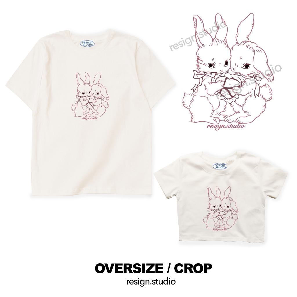 resign studio - เสื้อยืด crop/ oversize ลาย rabbit V2