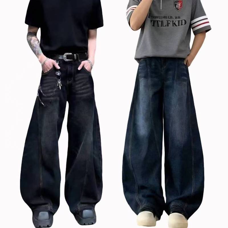 919JEANS สไตล์อเมริกัน กางเกงยีนส์ผู้ชาย baggy jeans ขากระบอก กางเกงยีนส์ชา