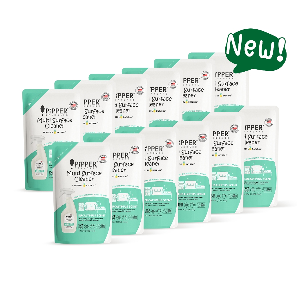 ผลิตภัณฑ์ทำความสะอาดพื้นผิวอเนกประสงค์ พิพเพอร์ สแตนดาร์ด กลิ่นยูคาลิปตัส ขนาด 400 มล. ยกลัง 12 ถุง